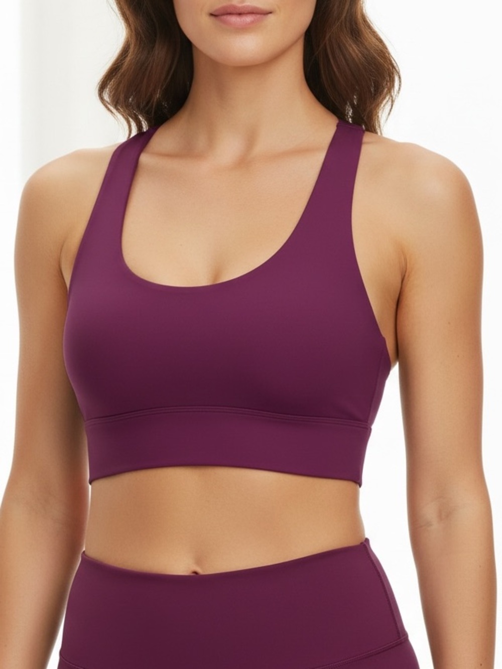 Lululemon S/M Longline Low Support Yoga Bra Plum Purple Removable Pads